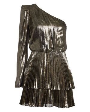 DEREK LAM 10 CROSBY Metallic Yolie One-Shoulder Lamé Dress